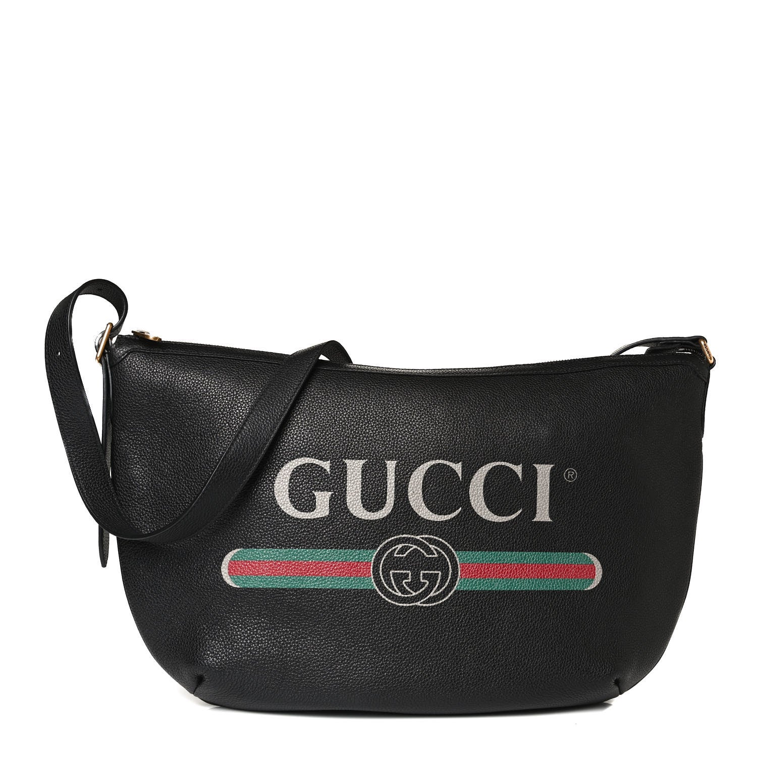 Gucci Grained Calfskin Logo Half Moon Hobo Black 1 of 22