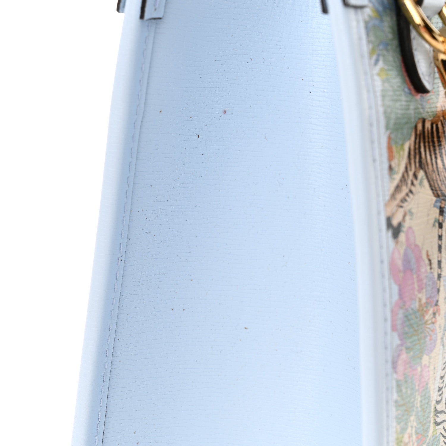 Gucci New Shangai Calfskin Tiger Savanah Textured Calfskin Medium Tote Light Blue Multicolor 13 of 14