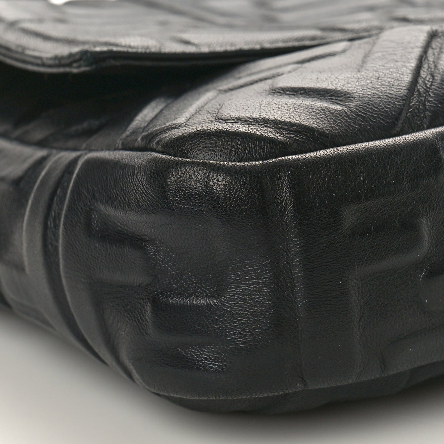 Nappa FF 1974 Embossed Large Baguette Black