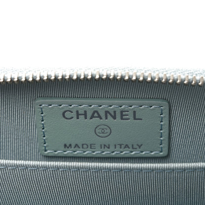 Chanel Iridescent Calfskin Quilted Zip Coin Purse Wallet Light Blue 6 of 7