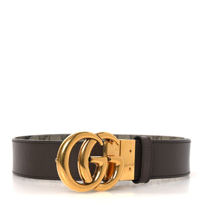 Gucci GG Supreme Monogram Plutone Calfskin Double G Reversible 37mm Belt 85 34 Beige Ebony New Acero 2 of 8