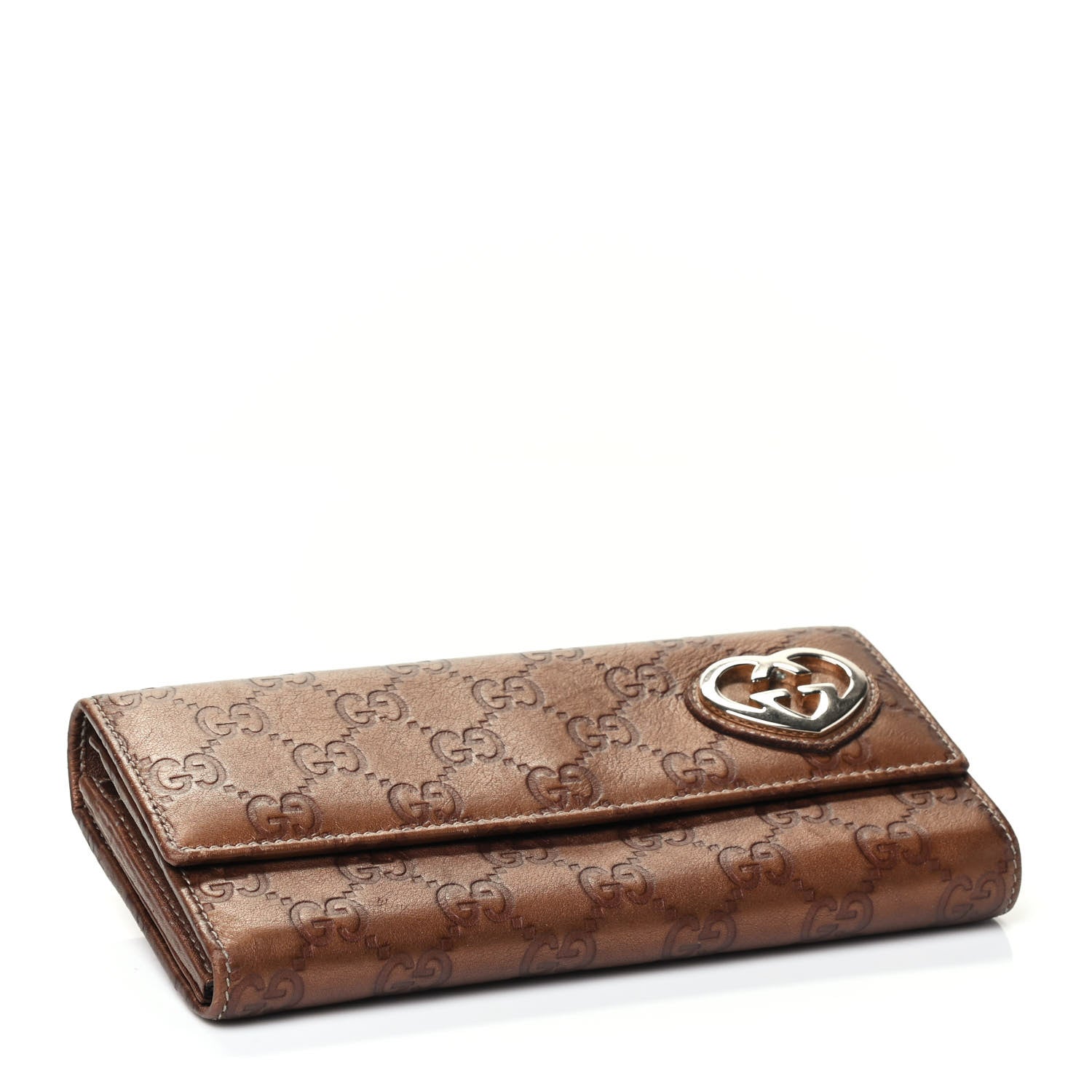 Gucci Metallic Guccissima Lovely Heart Continental Wallet Bronze 3 of 6