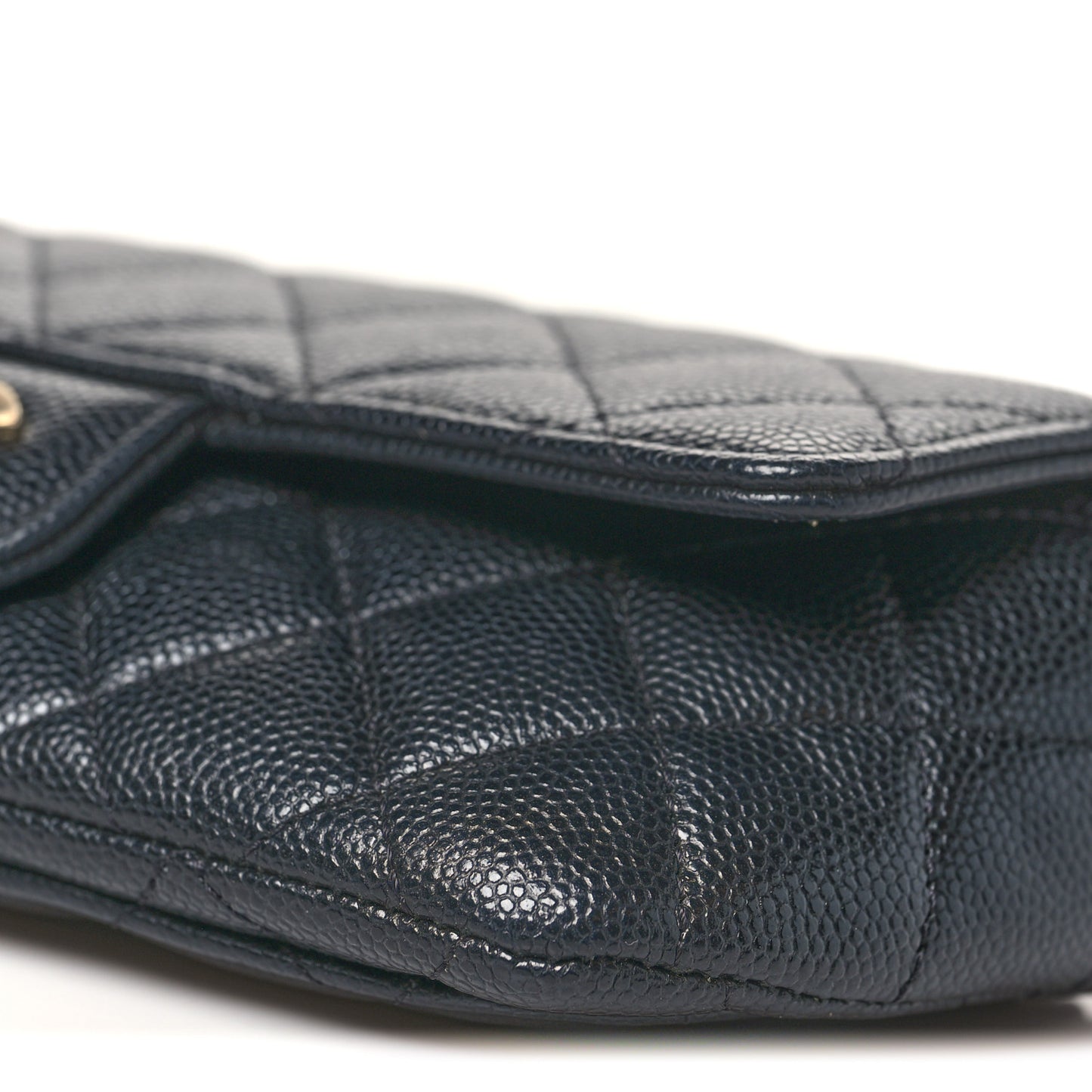Caviar Quilted Glasses Case With Chain Black