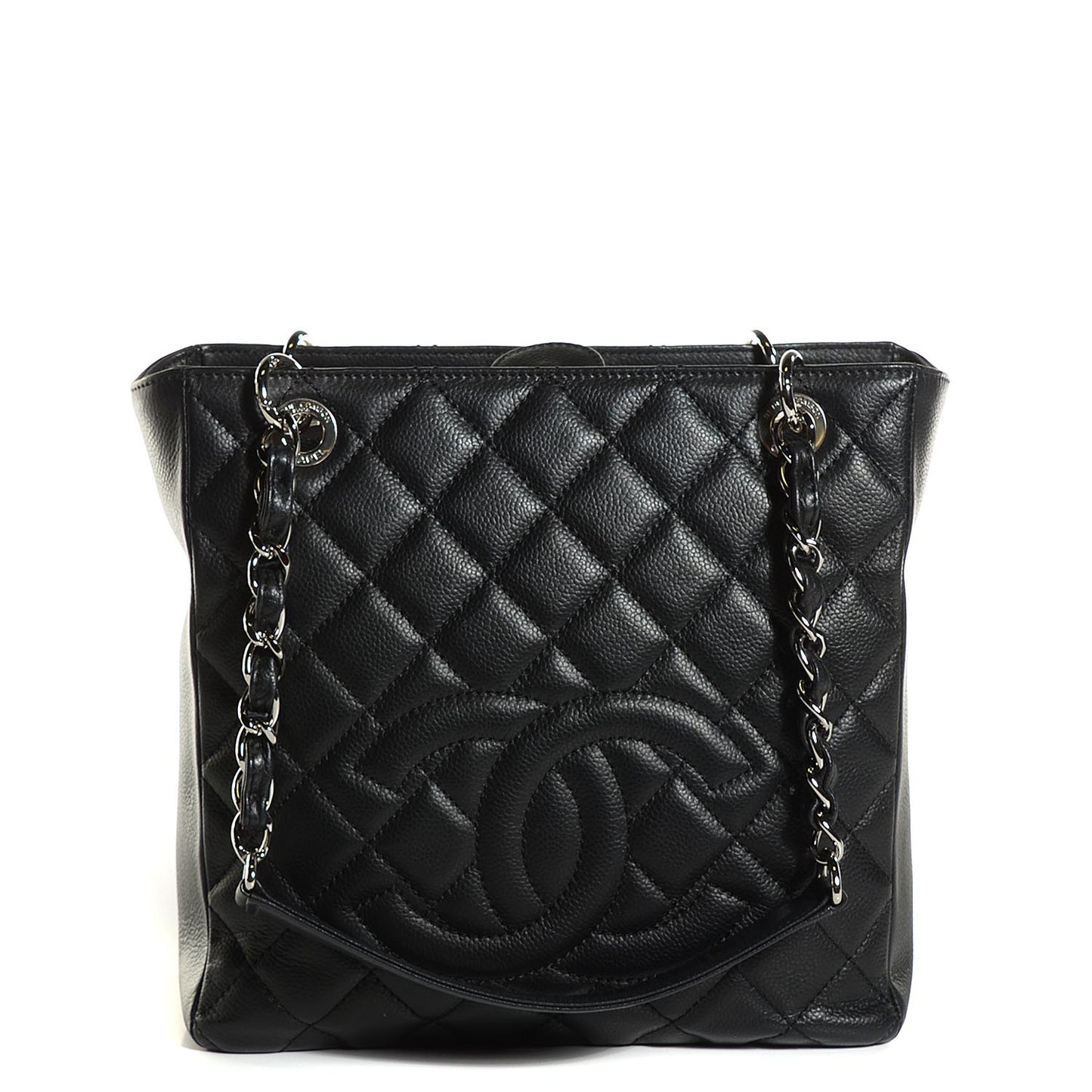 Caviar Quilted Petit Shopping Tote PST Black