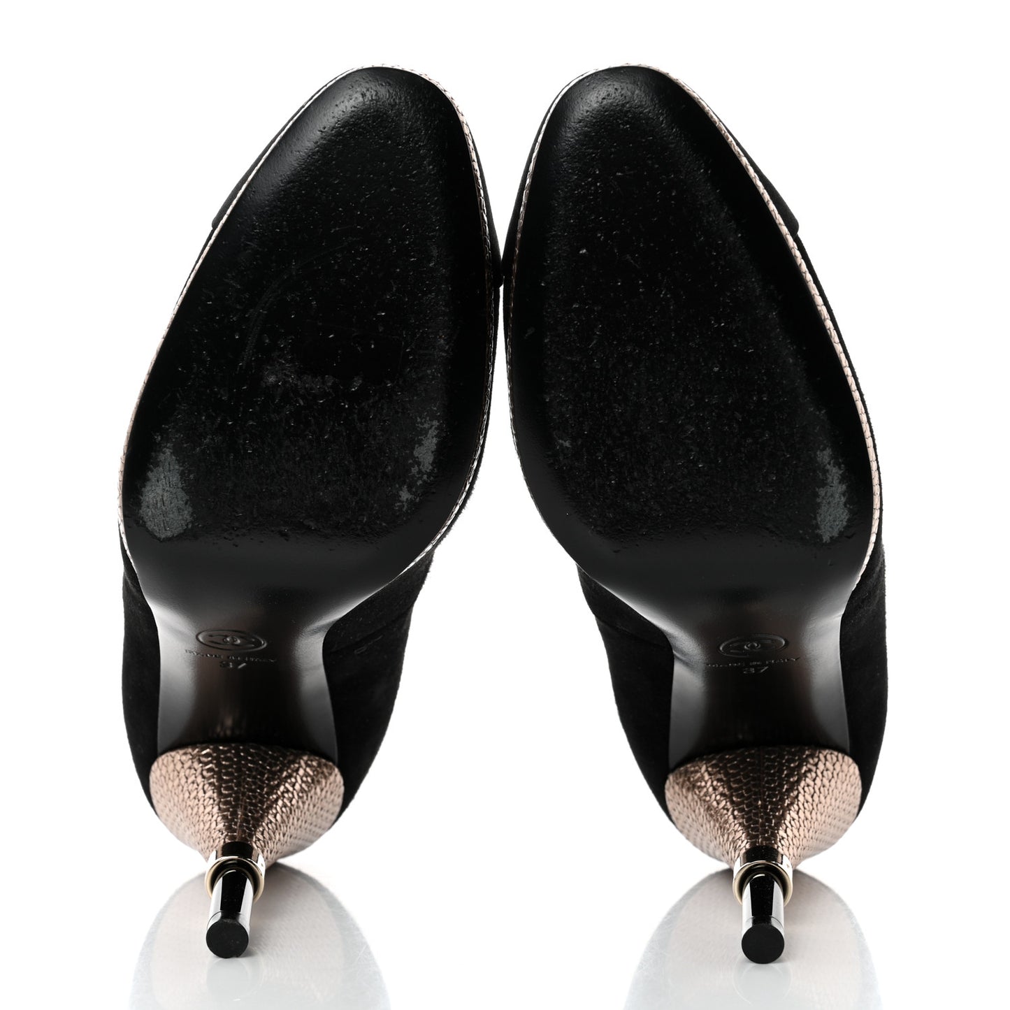 Suede Calfskin Satin Cap Toe CC Pumps 37 Black