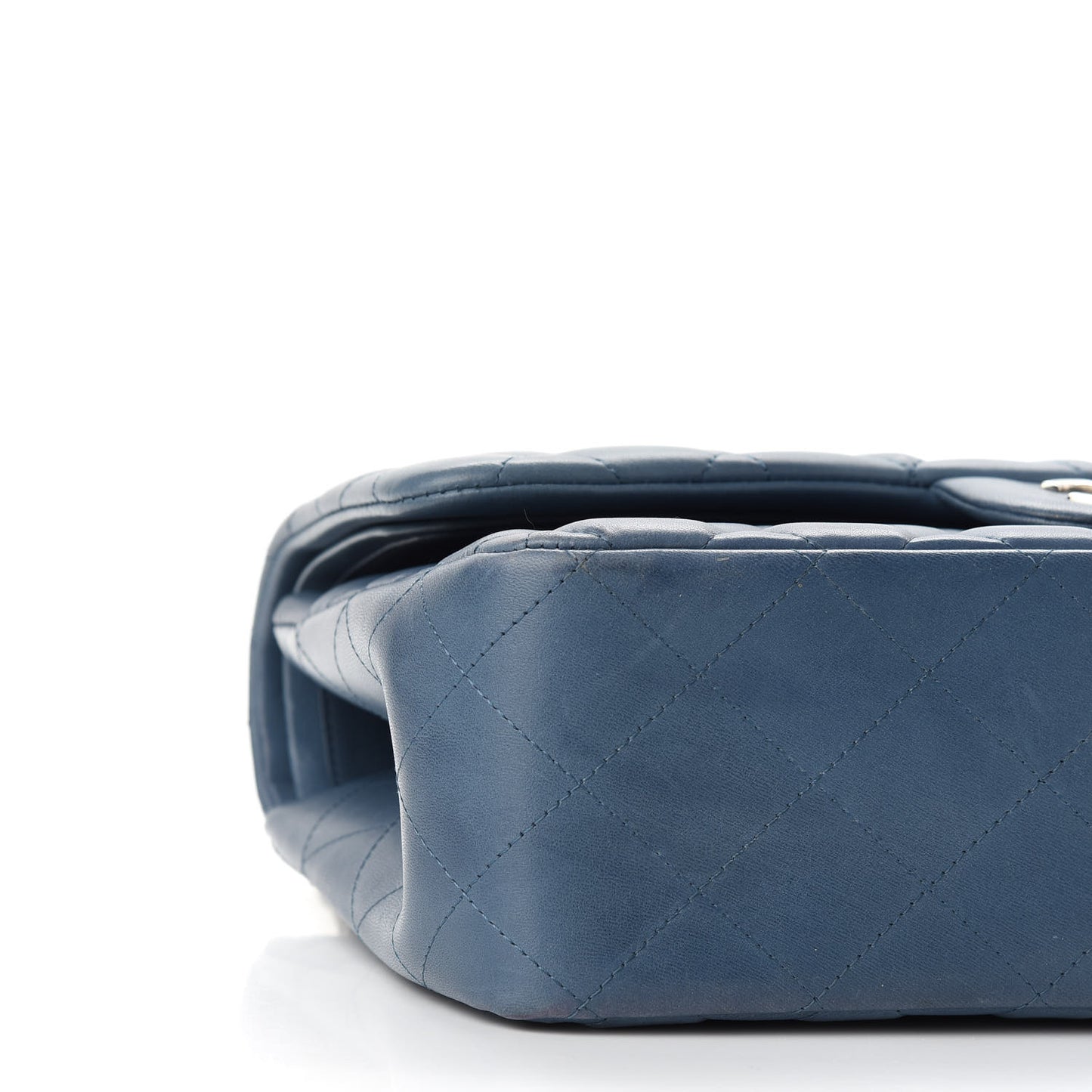 Lambskin Quilted Jumbo Double Flap Light Blue