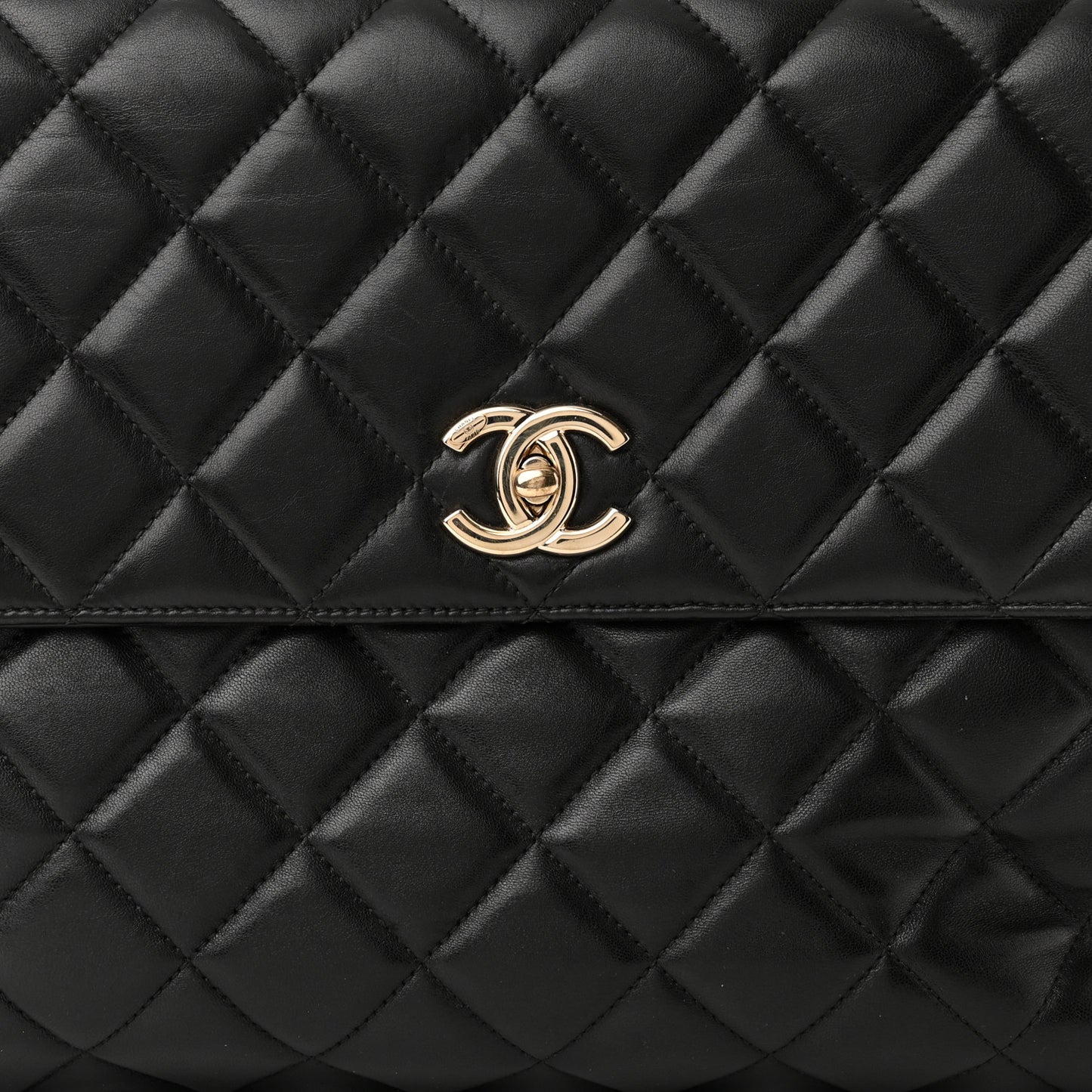 Lambskin Quilted Large Trendy CC Dual Handle Flap Bag Black
