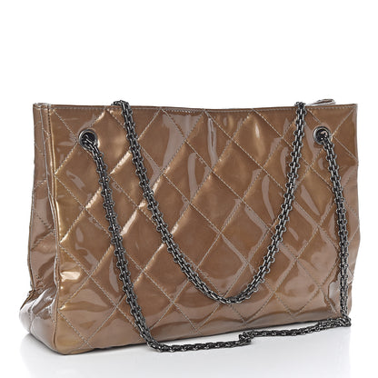 Chanel Patent Calfskin Quilted Reissue 2.55 Tote Khaki 3 of 11