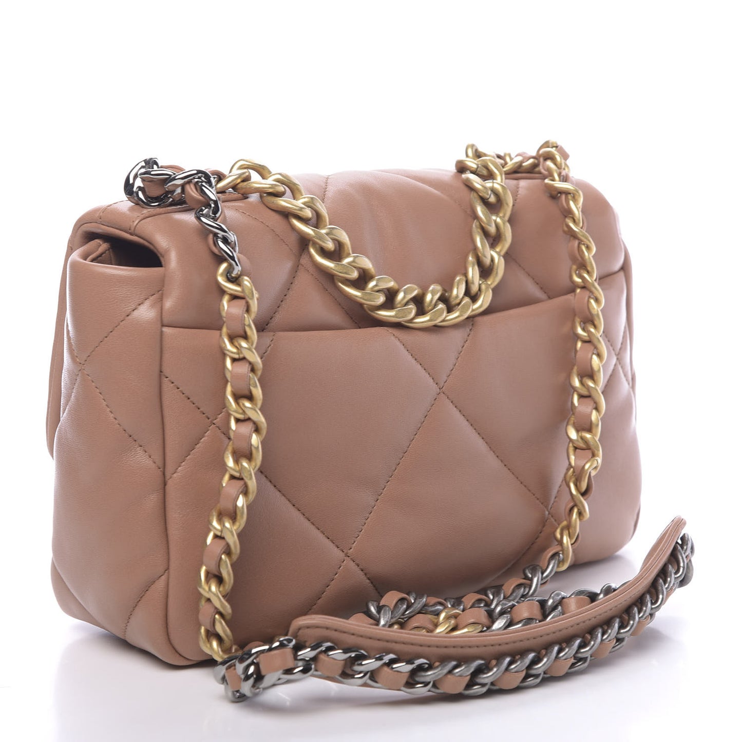Lambskin Quilted Medium 19 Flap Brown