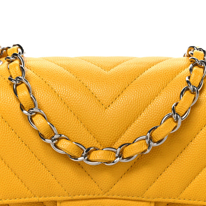Chanel Caviar Chevron Quilted Mini Rectangular Flap Yellow 8 of 10