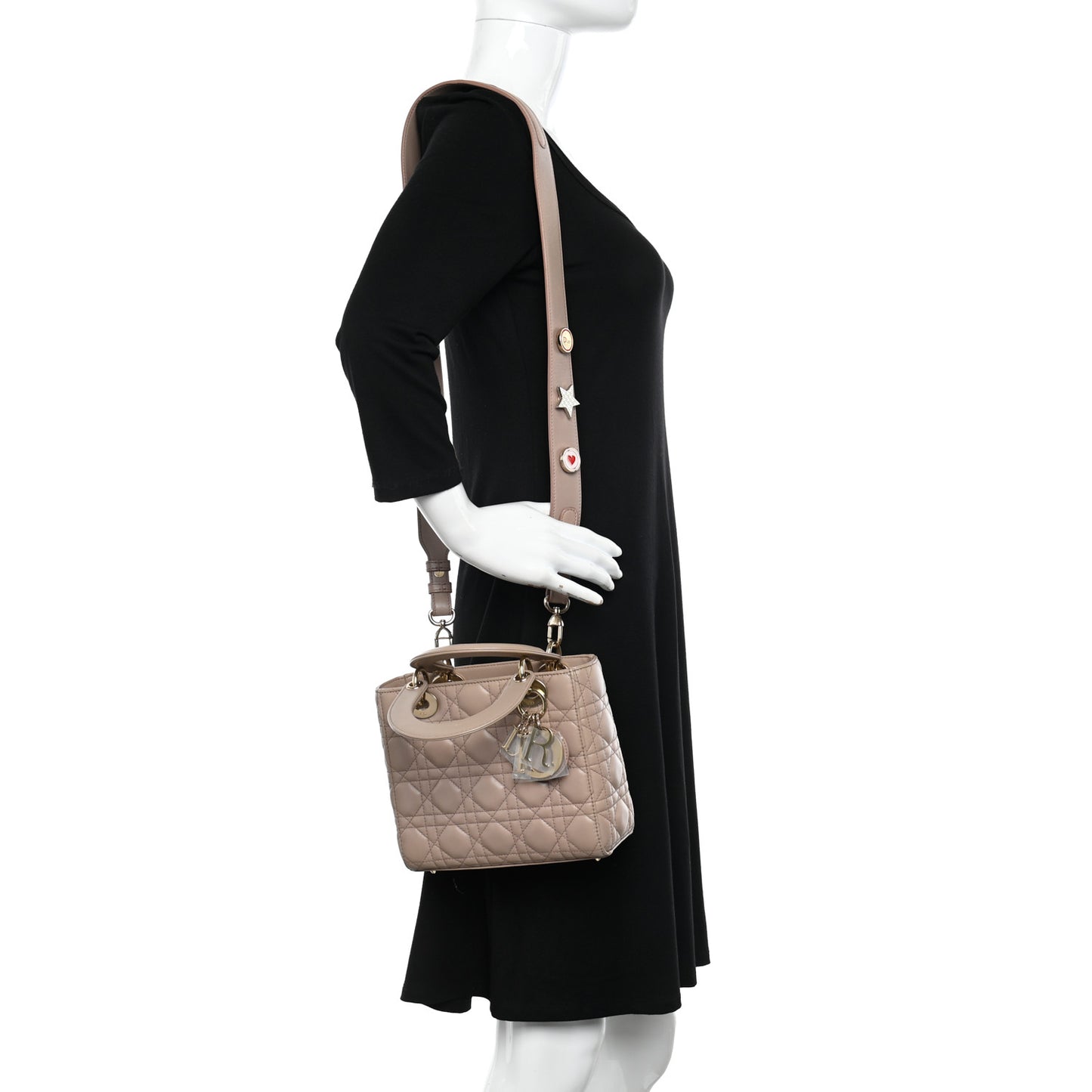 Lambskin Cannage Small Lucky Badges My Lady Dior Taupe