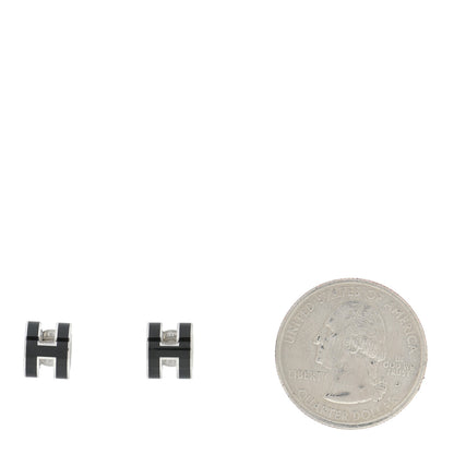 Hermes Palladium Lacquered Mini Pop H Earrings Black 2 of 6