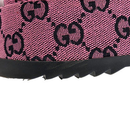 Gucci Monogram Multicolor Criss Cross Platform Slide Sandals 37.5 Pink Blue 11 of 12