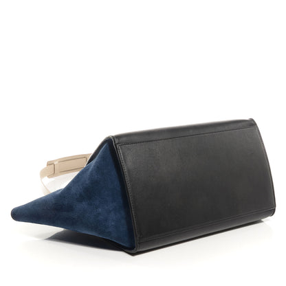 Celine Textured Calfskin and Suede Medium Trapeze Tri-Color Sand 4 of 7