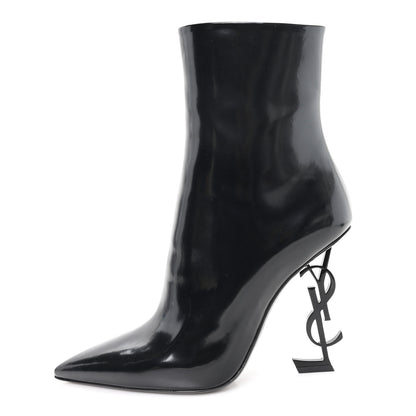Saint Laurent Glazed Calfskin Opyum Ankle Boots 40 Black 1 of 9