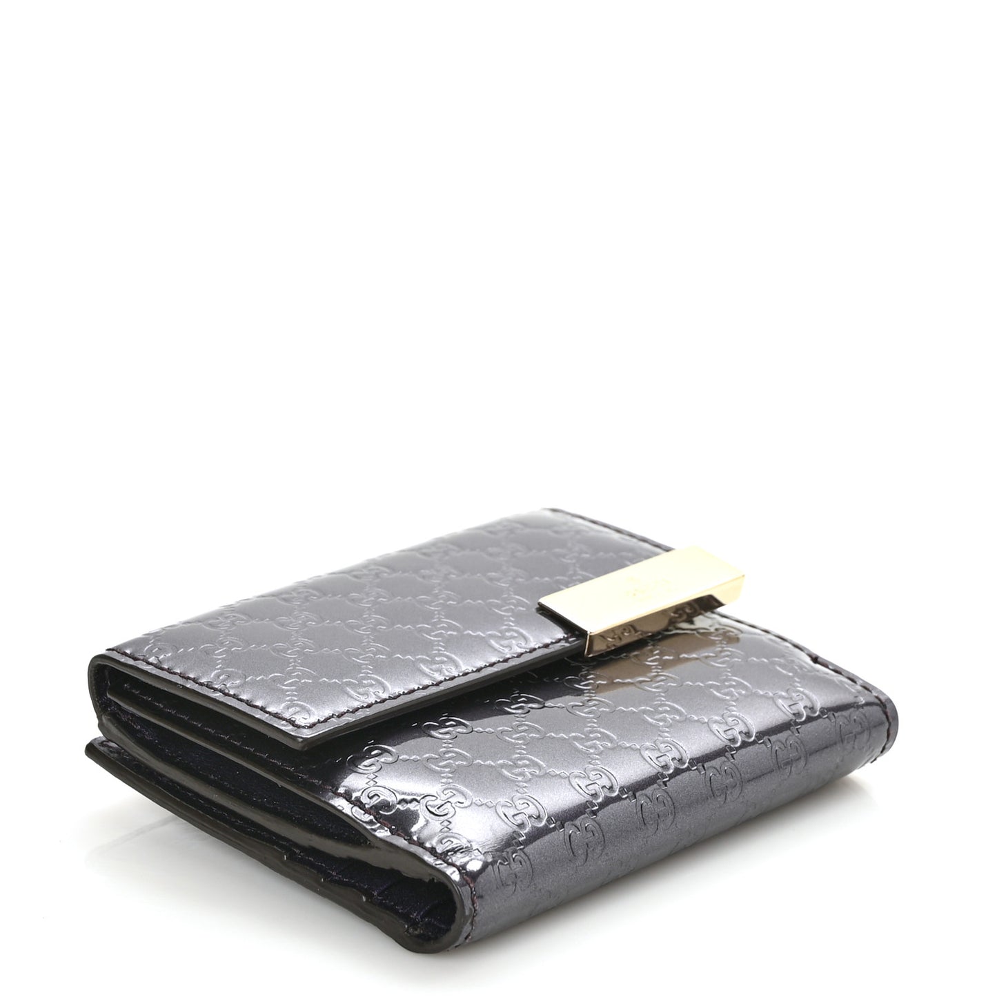 Shine Guccissima French Flap Trademark Wallet Melanzana