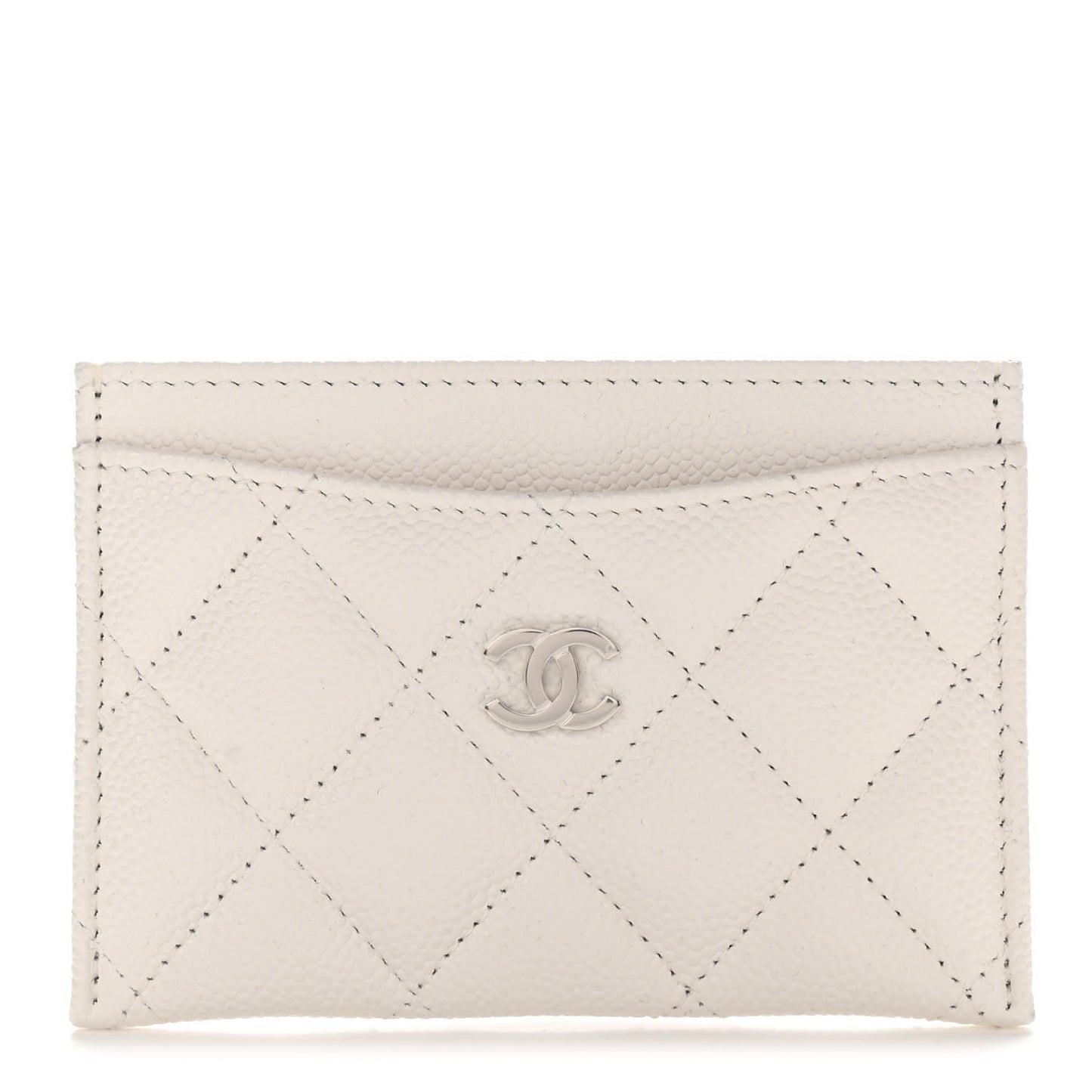 Caviar Quilted Card Holder White