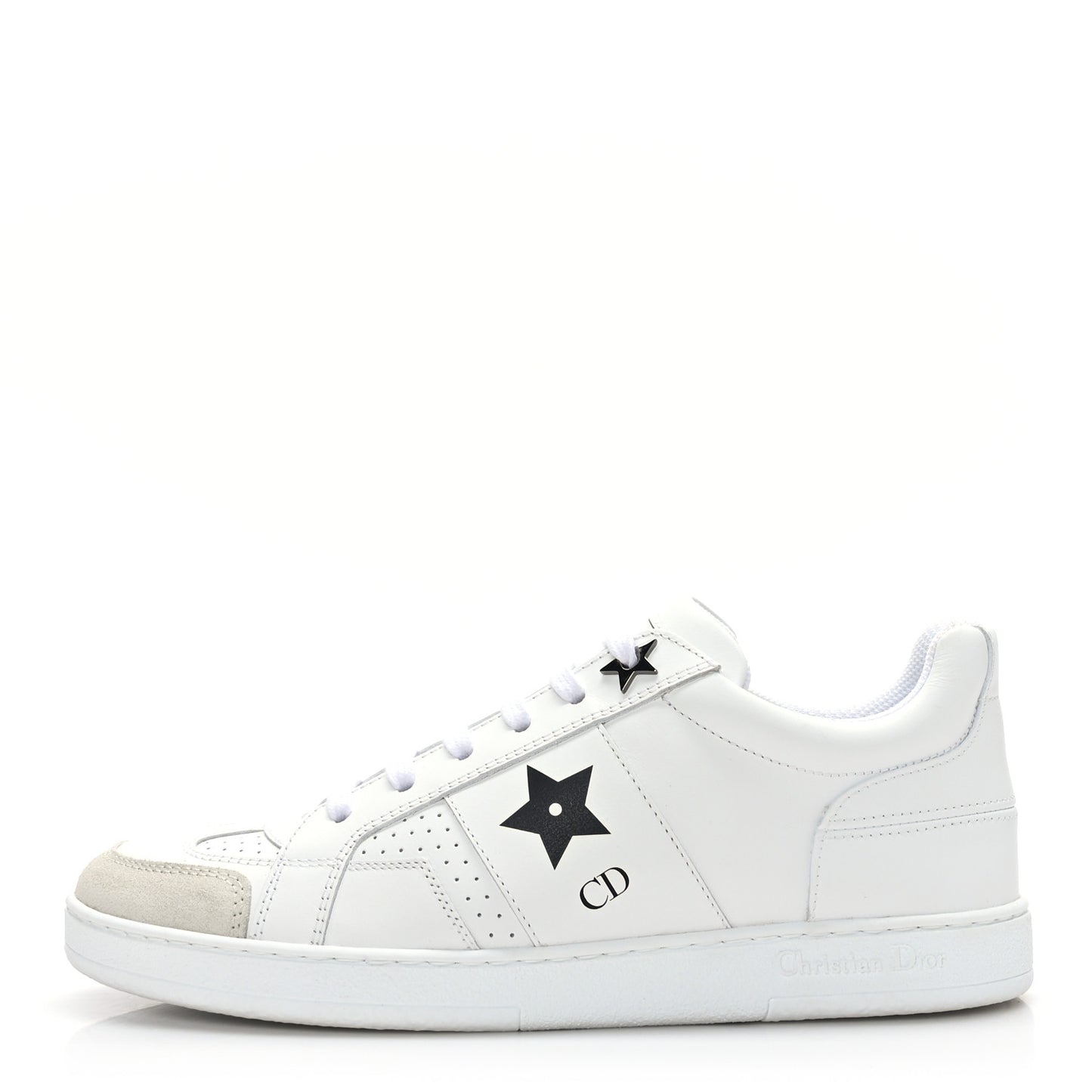 Calfskin Suede Dior Star Low Top Sneakers 35 White