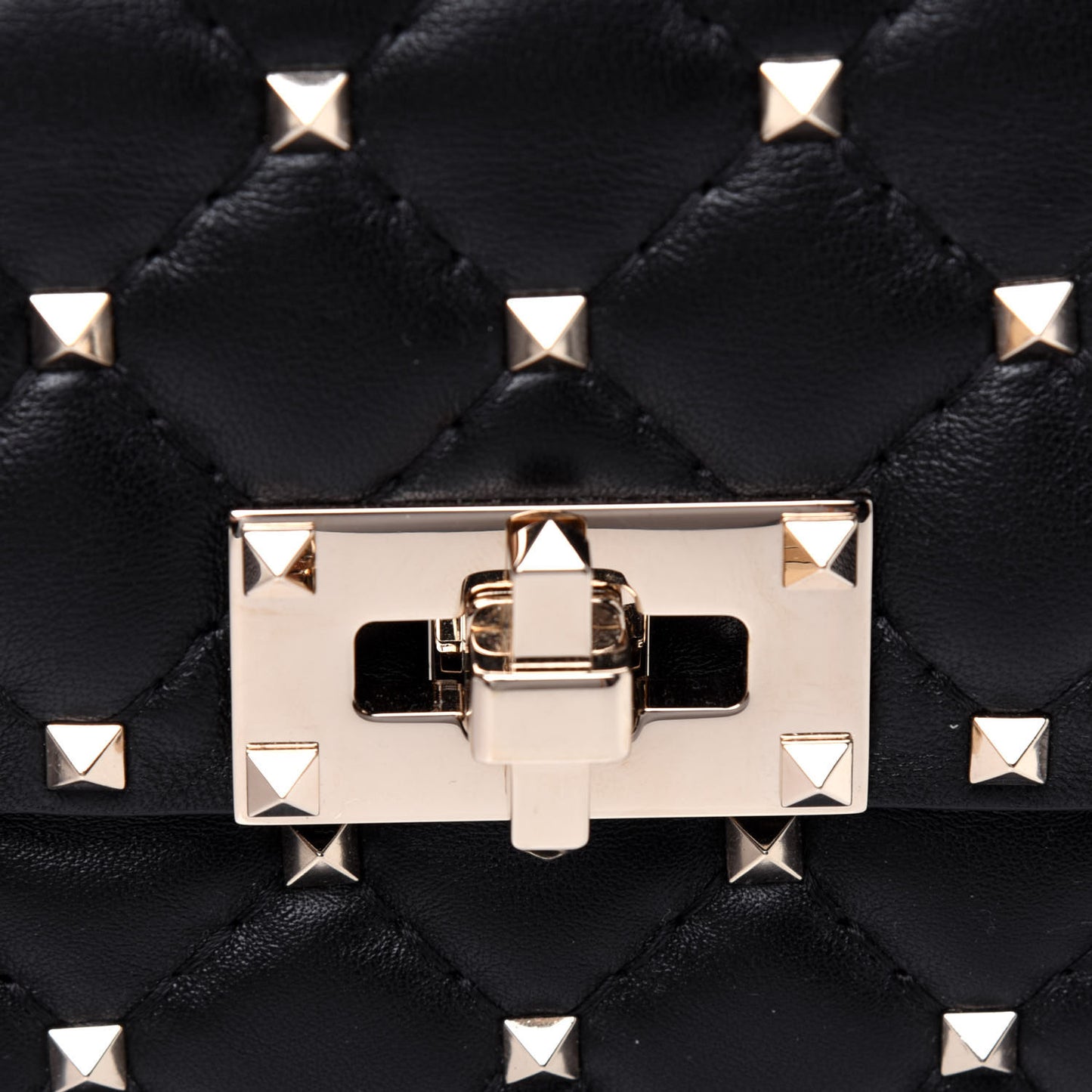 Lambskin Small Rockstud Spike Shoulder Bag Black