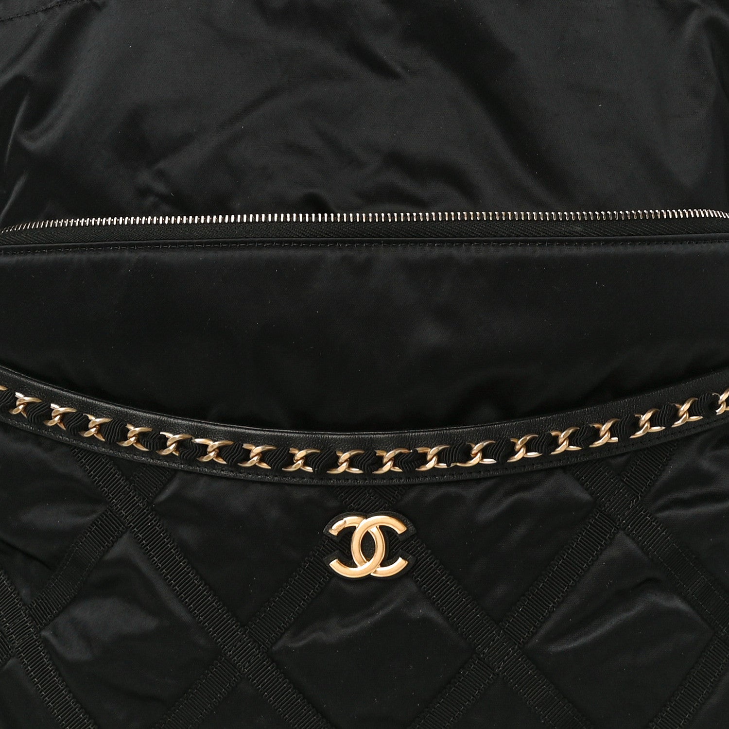 Chanel Nylon Grosgrain Large Lifestyle Pouch With Foldable Tote Black 9 of 12