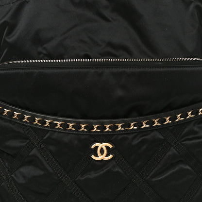 Chanel Nylon Grosgrain Large Lifestyle Pouch With Foldable Tote Black 9 of 12