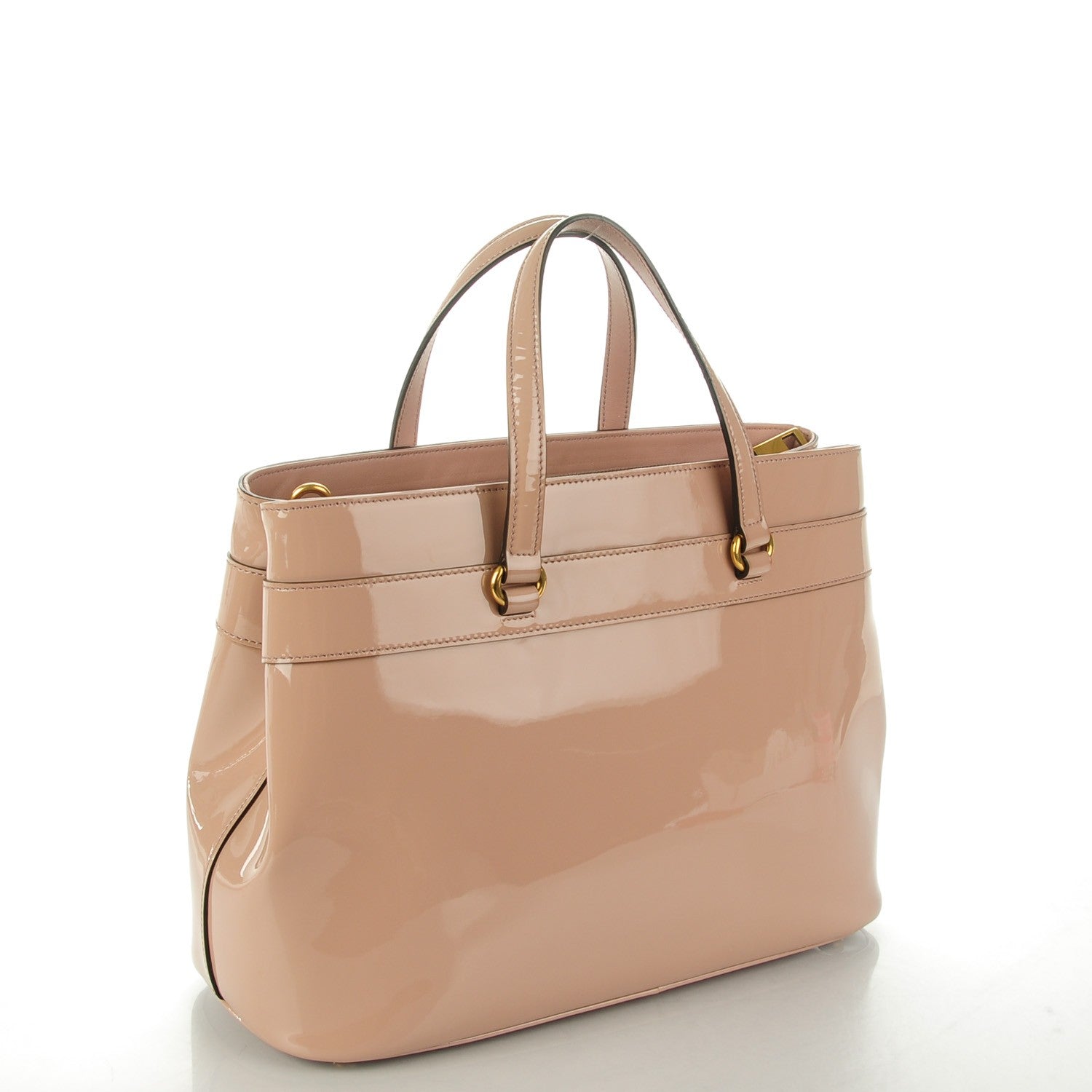 Gucci Patent Medium Bright Bit Top Handle Tote Dark Cipria 3 of 7