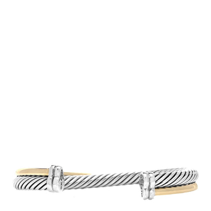 David Yurman Sterling Silver 18K Yellow Gold 5mm Crossover Cuff Bracelet 3 of 5