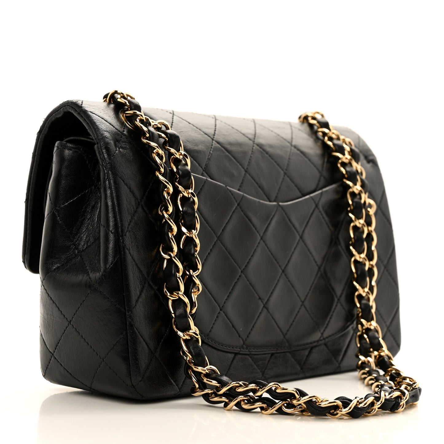Lambskin Quilted Small Double Flap Black