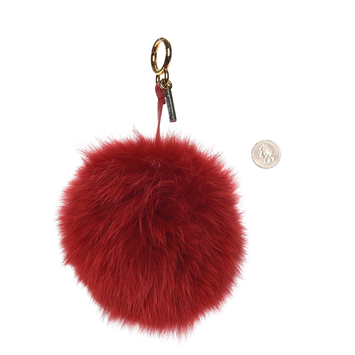 Fendi Fox Fur Shiny Nappa Heart Pom Pom Bag Charm Rosso Rosa 2 of 4
