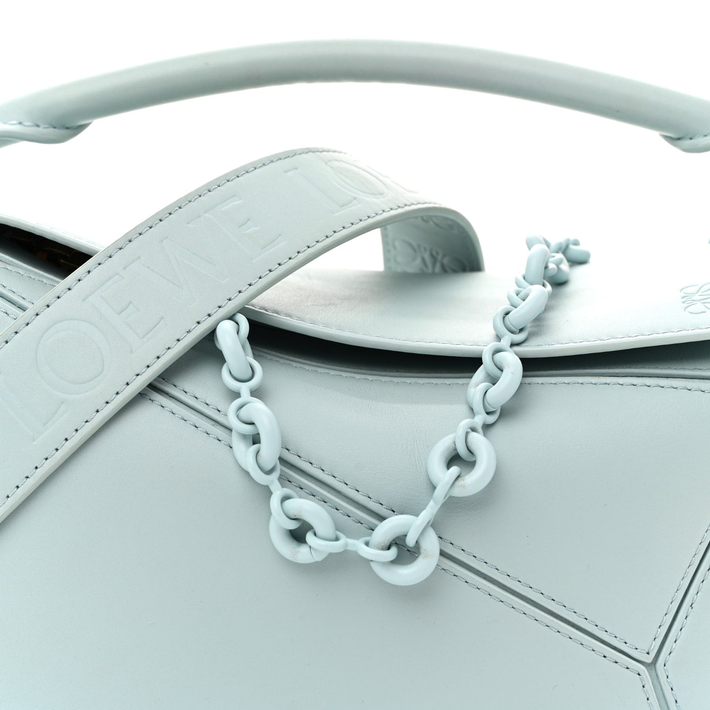 Grained Calfskin Small Puzzle Bag Aquamarine