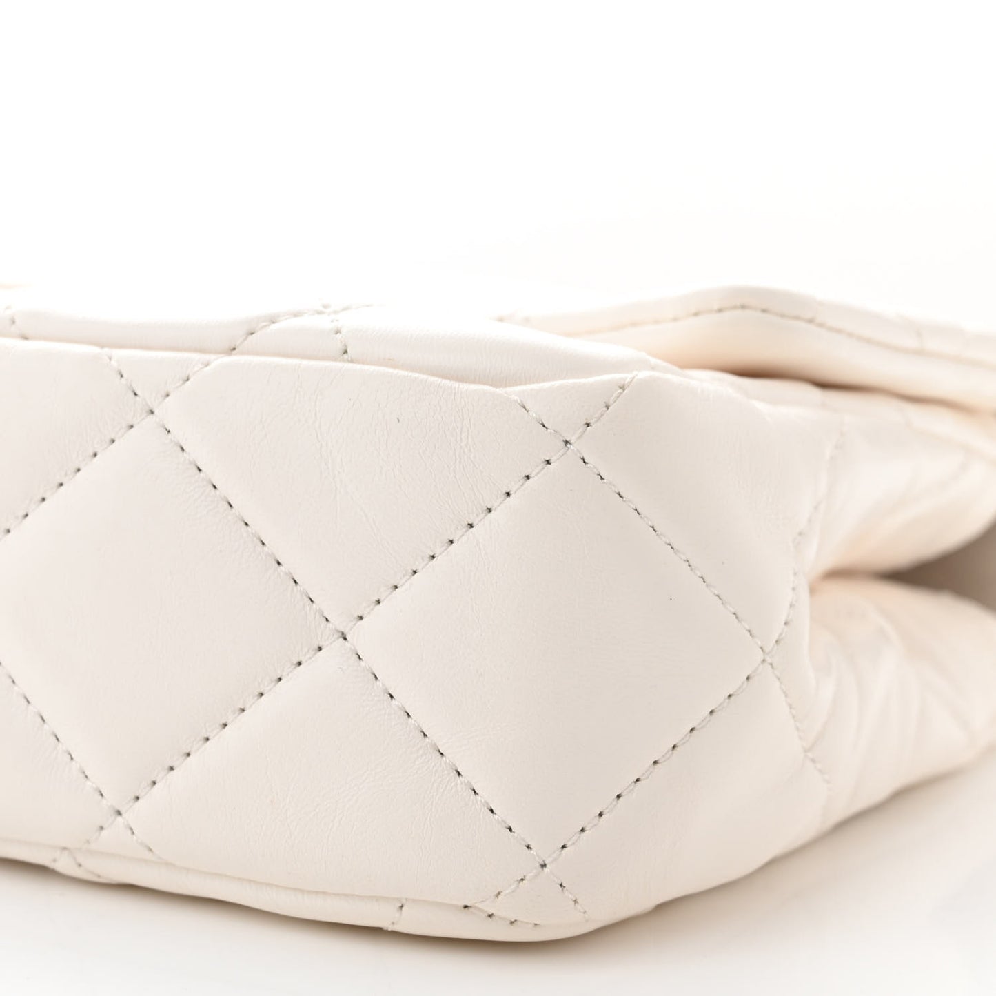 Lambskin Quilted Fancy Jewel Flap White