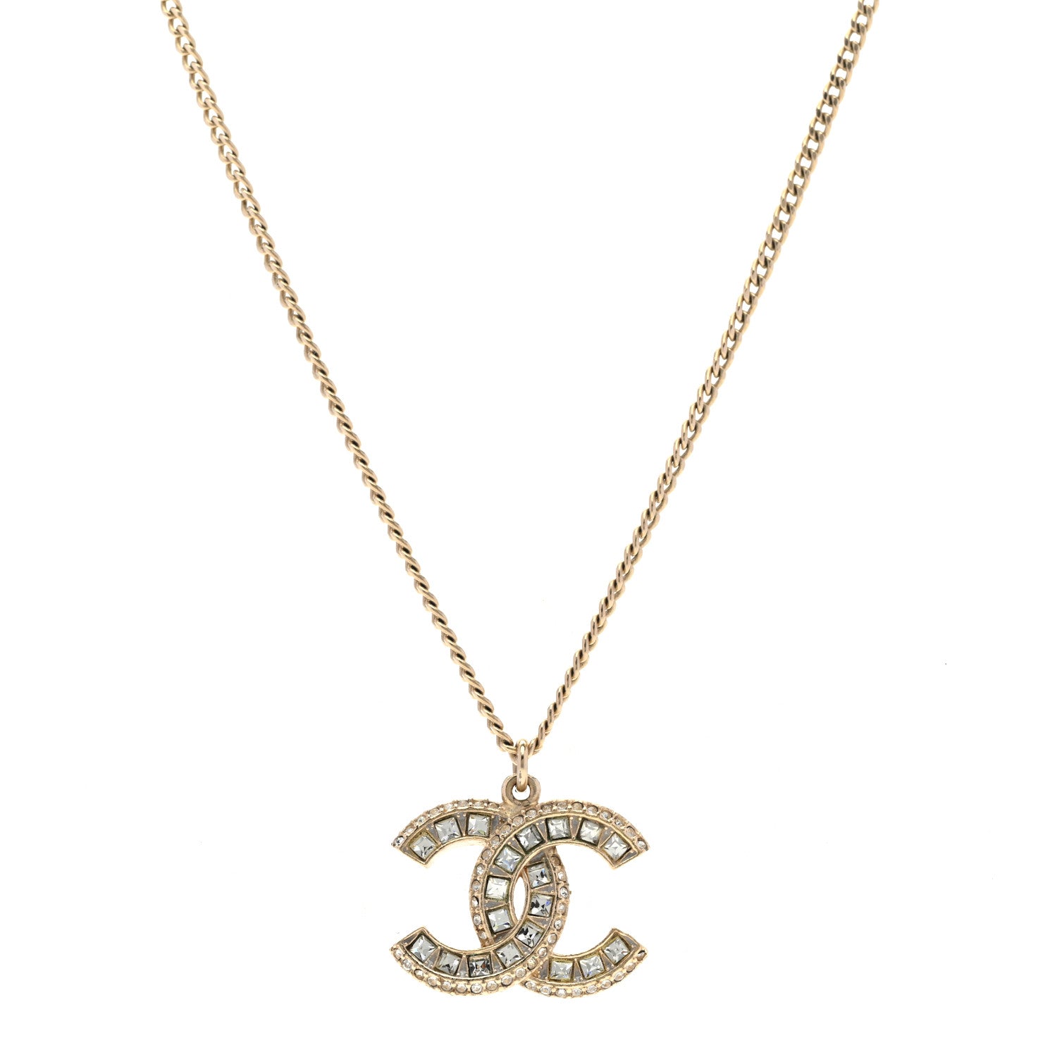 Chanel Baguette Crystal CC Necklace Gold 1 of 6