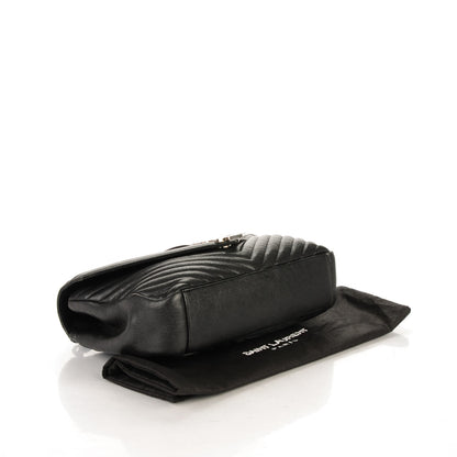 Saint Laurent Sheepskin Matelasse Chevron Monogram Large College Satchel Black 4 of 7