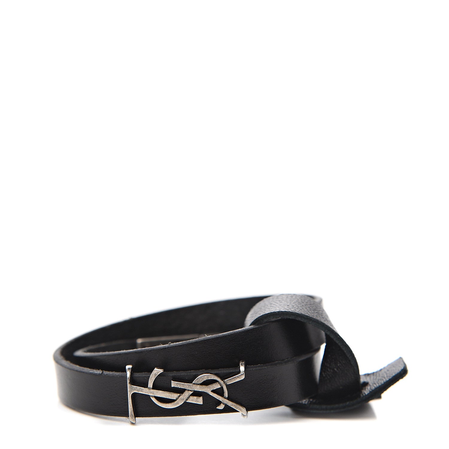 Saint Laurent Calfskin Double Wrap Bracelet L Black 1 of 4