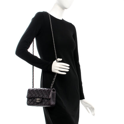 Chanel Washed Caviar Quilted Mini Rectangular Flap Dark Purple 2 of 8