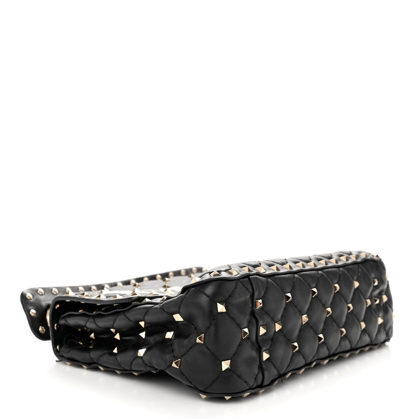 Lambskin VLTN Print Medium Rockstud Spike Shoulder Bag Black