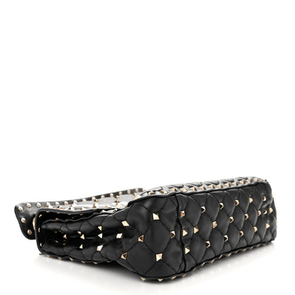 Valentino Garavani Lambskin VLTN Print Medium Rockstud Spike Shoulder Bag Black 4 of 18