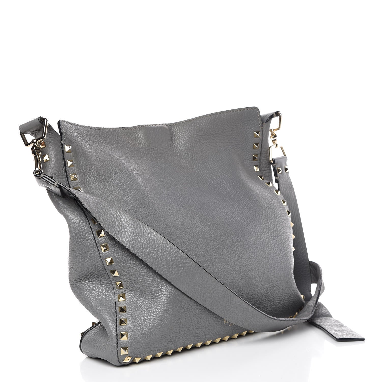 Valentino Garavani Pebbled Calfskin Large Rockstud Flip-Lock Messenger Bag Grigio Perla 3 of 14