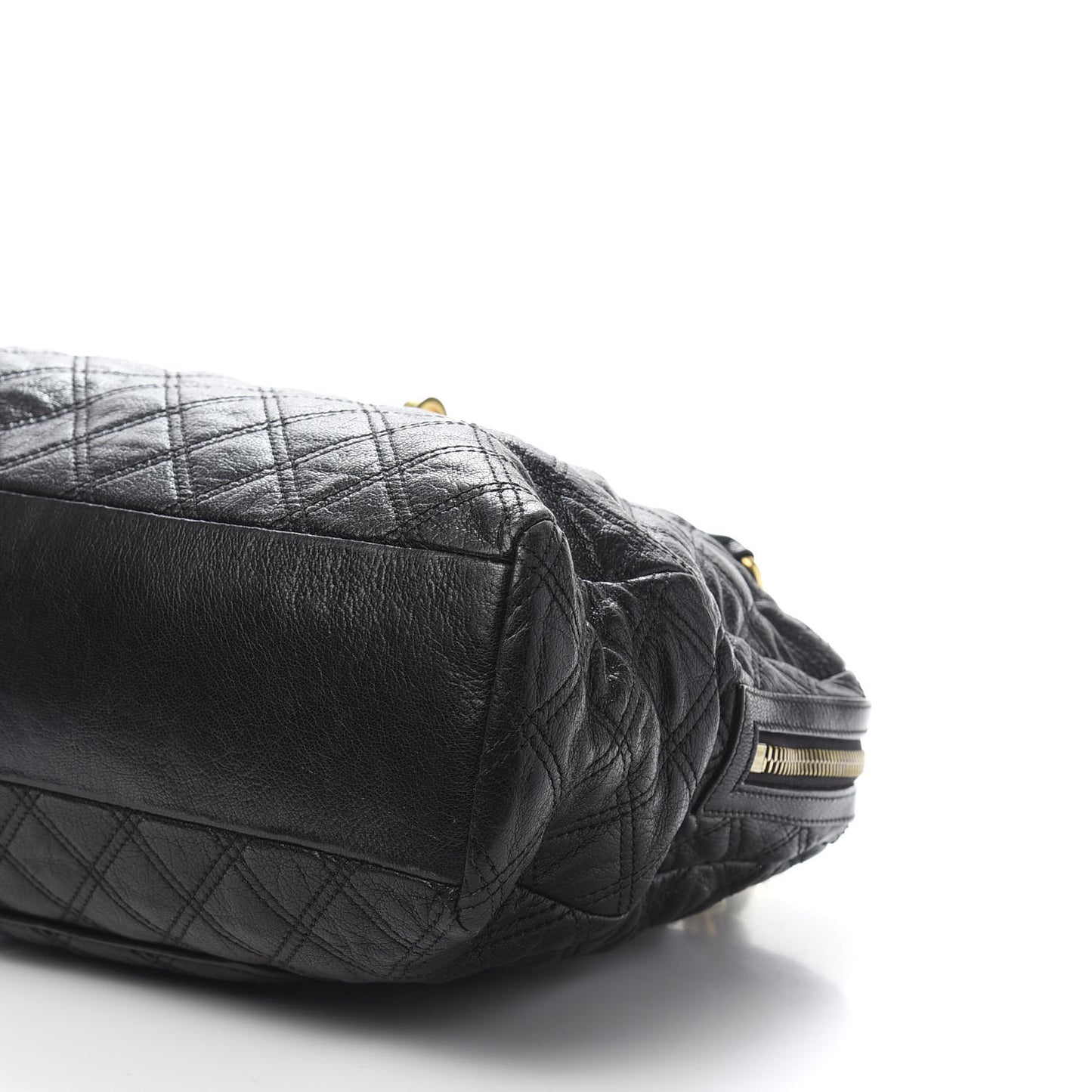 Lacquered Goatskin Quilted Karlie Satchel Black