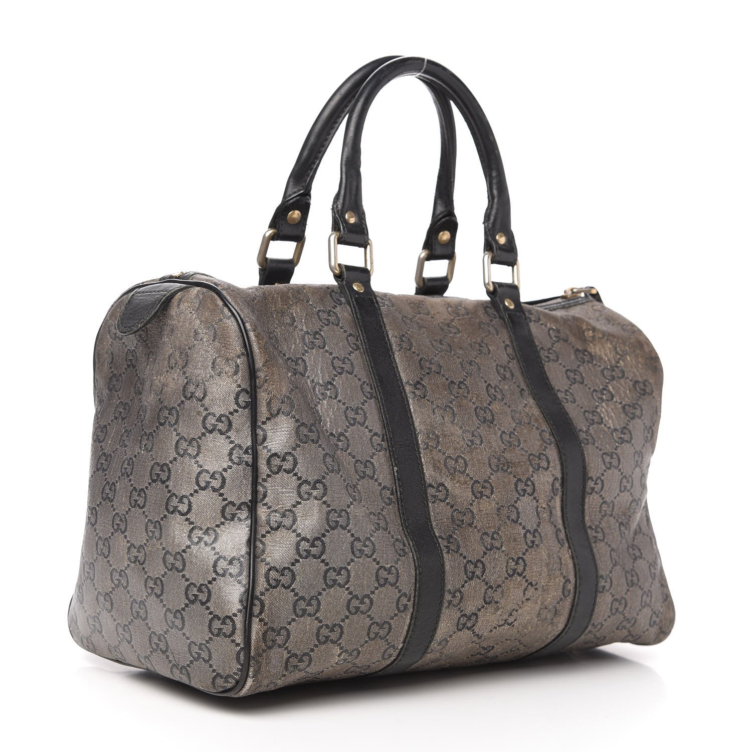 Gucci Metallic Monogram Canvas Medium Joy Boston Black 3 of 10