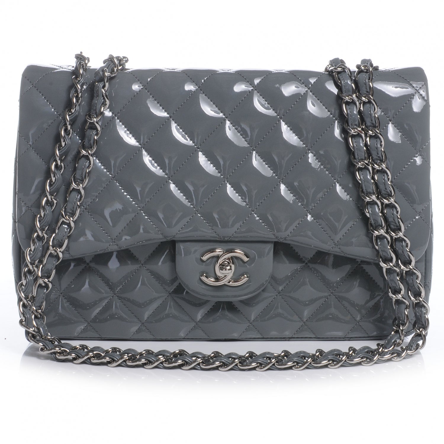 Chanel Patent Jumbo Single Flap Grey 1 of 9