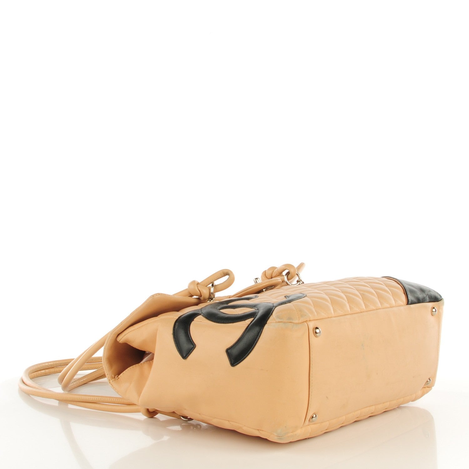 Chanel Calfskin Quilted Large Cambon Flap Beige Black 16 of 21