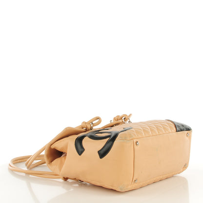 Chanel Calfskin Quilted Large Cambon Flap Beige Black 16 of 21