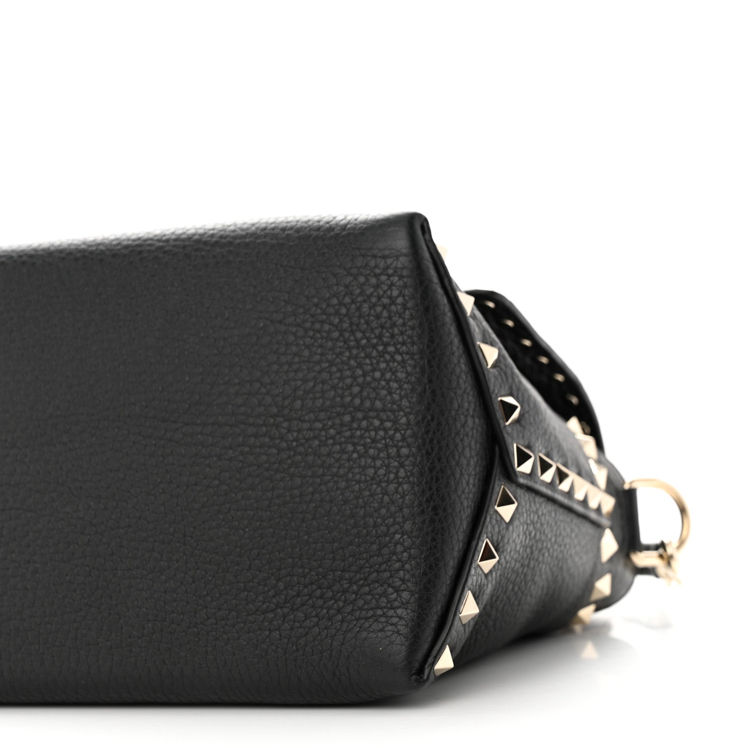 Valentino Garavani Pebbled Calfskin Rockstud Single Handle Flap Bag Black 9 of 9