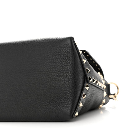 Valentino Garavani Pebbled Calfskin Rockstud Single Handle Flap Bag Black 9 of 9