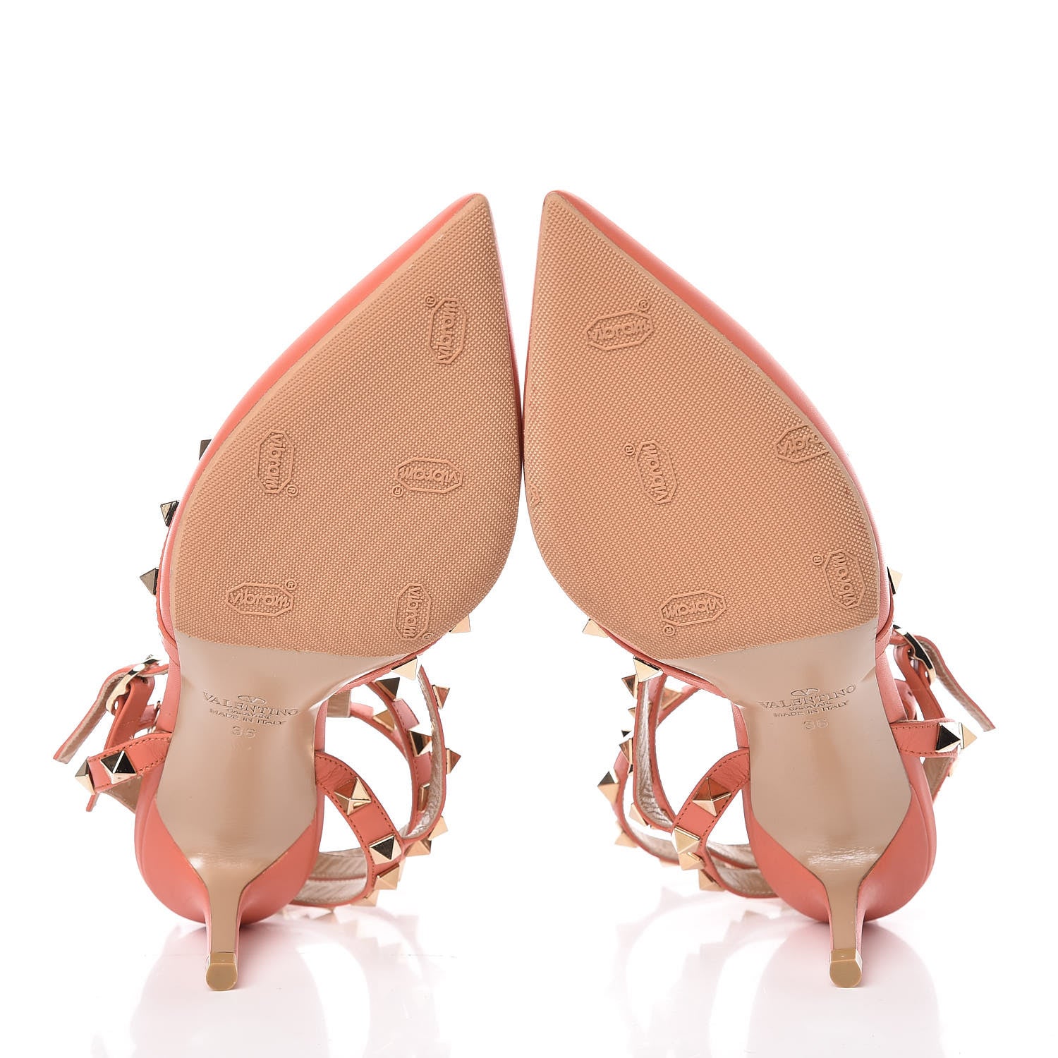 Valentino Garavani Nappa Rockstud Ankle Strap 65mm Pumps 36 Coral 9 of 14