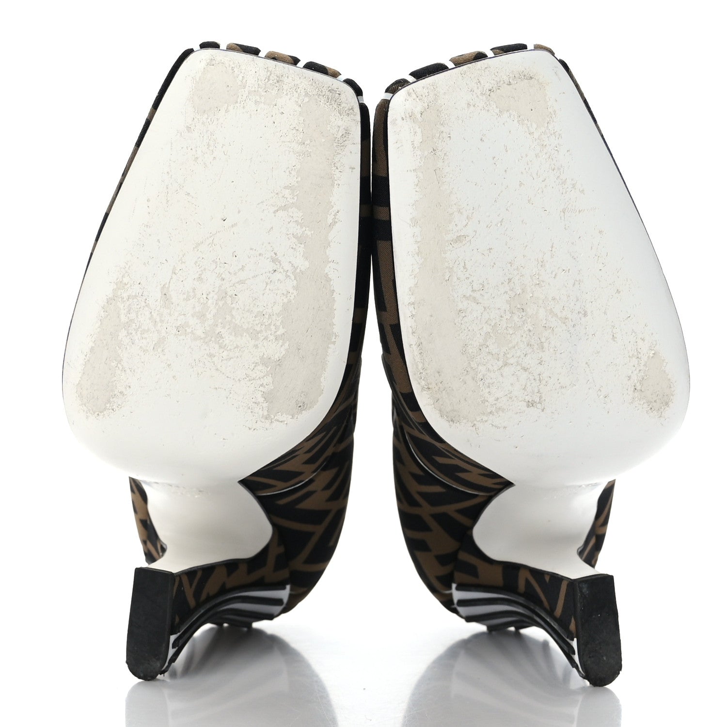 Fendi Lycra Film FF FFreedom Decollete Pumps 36.5 Tobacco Moro White 5 of 6