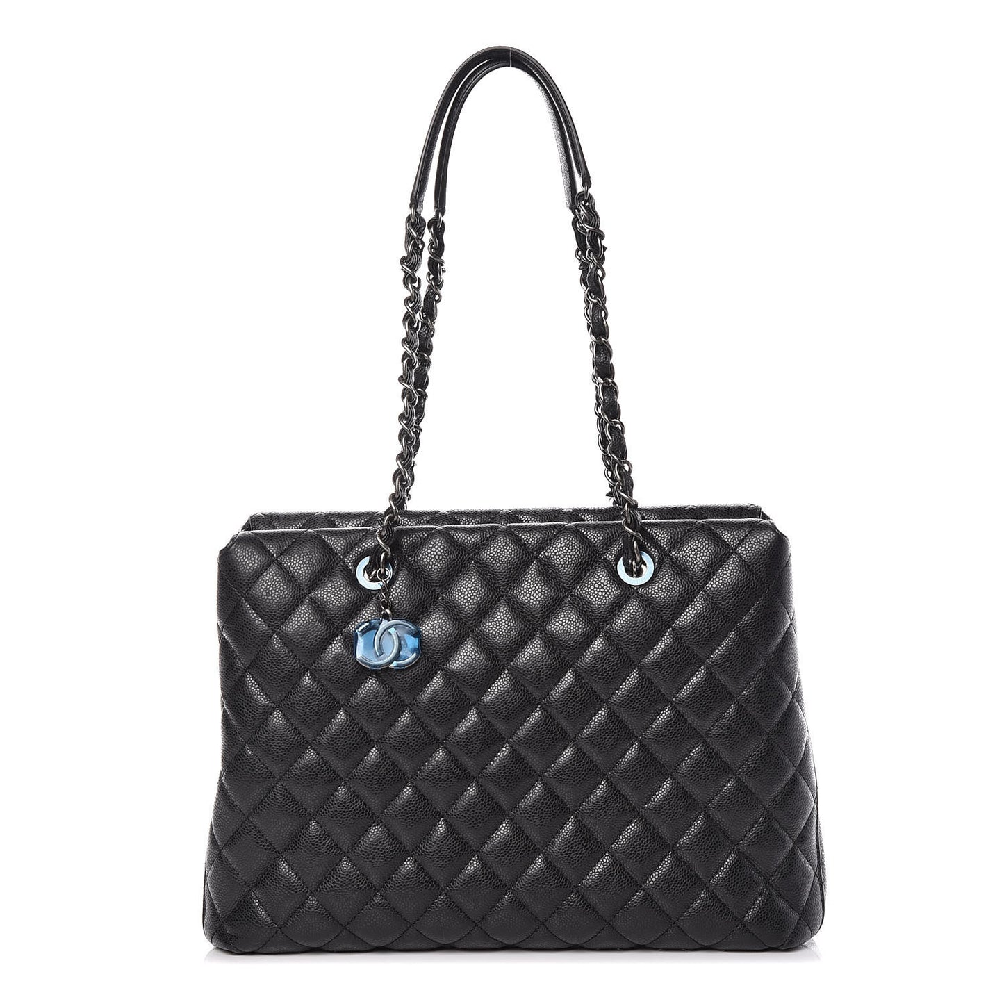 Caviar Quilted City Shopping Tote Black