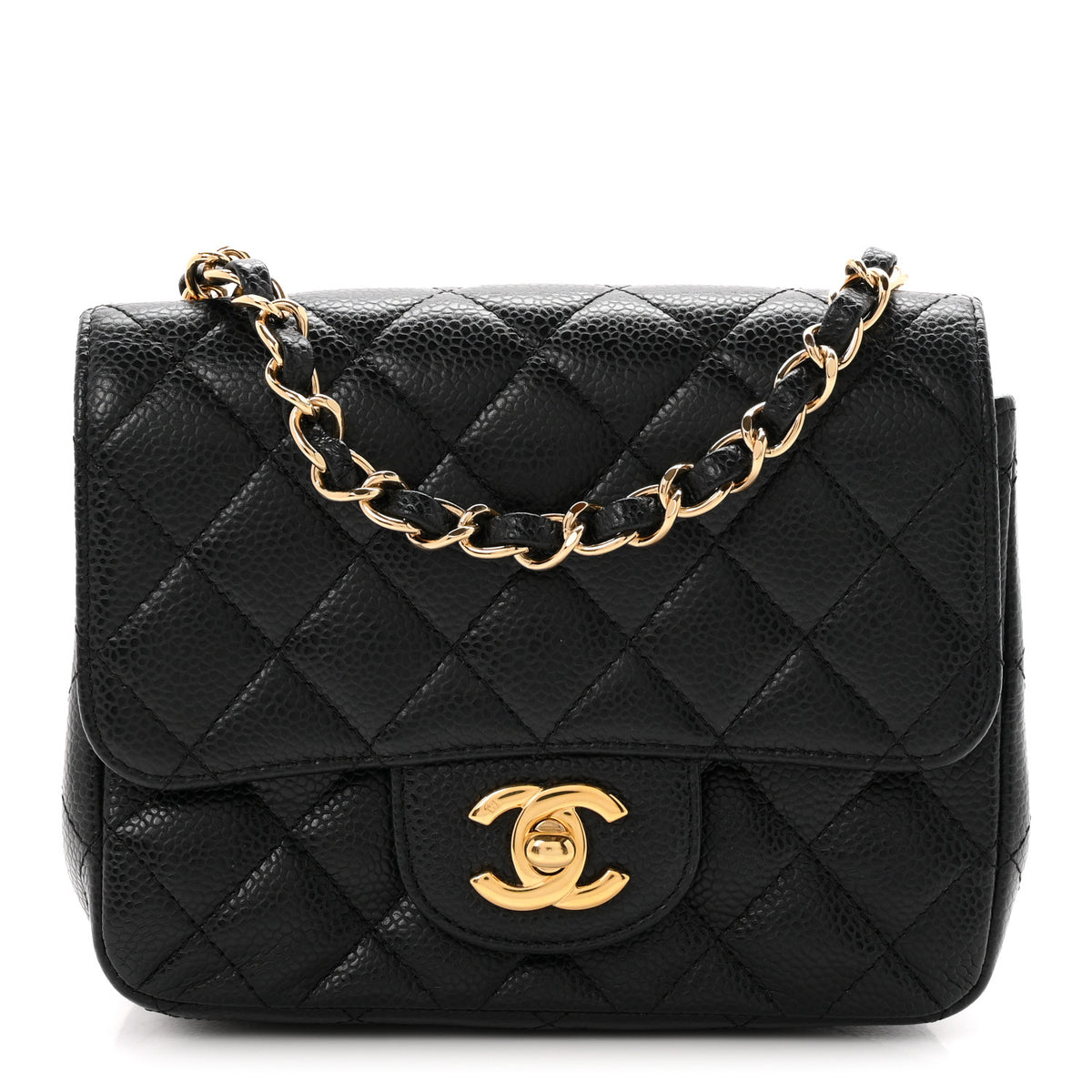 Caviar Quilted Mini Square Flap Black