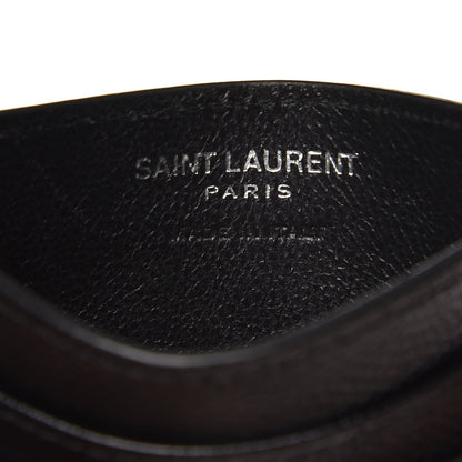 Saint Laurent Grain De Poudre Matelasse Chevron Monogram Credit Card Case Black 6 of 8